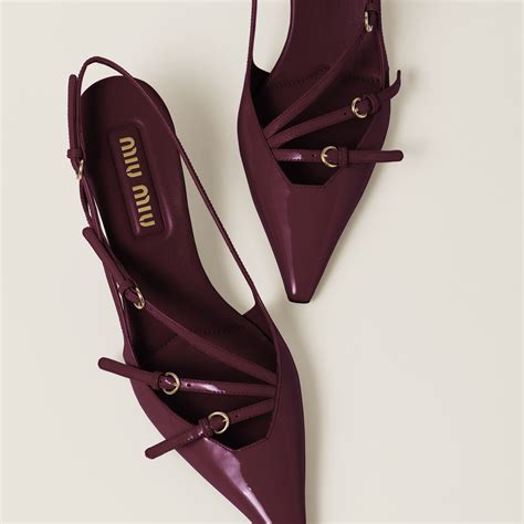 miu miu patent slingback|Crimson Patent Leather Slingbacks With Buckles .